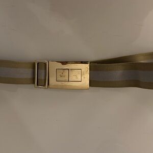 Gucci Tan and Gray Belt with Gold Buckle